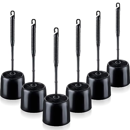 Roshtia 6 Sets Toilet Brush and Holder Set for Bathroom Cleaning Toilet Bowl Brush Scrubber with Caddy for Cleaning, 14.57 Height(Black) - color: Black
