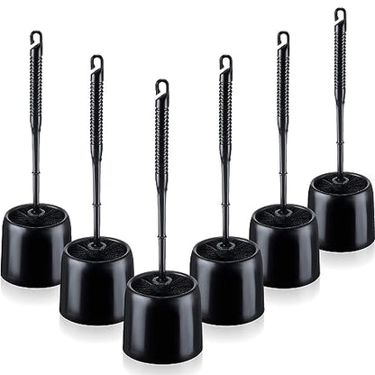 Roshtia 6 Sets Toilet Brush and Holder Set for Bathroom Cleaning Toilet Bowl Brush Scrubber with Caddy for Cleaning, 14.57 Height(Black) - color: Black