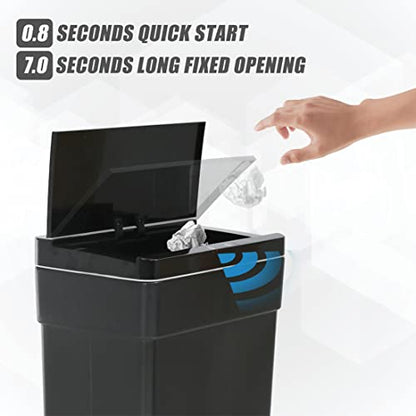 Kitchen Trash Can,13 Gallon Trash 50 Liter Can Automatic Touch Free High-Capacity Garbage Can with Lid for Bedroom Bathroom Home Office, Black - color: BLACK
