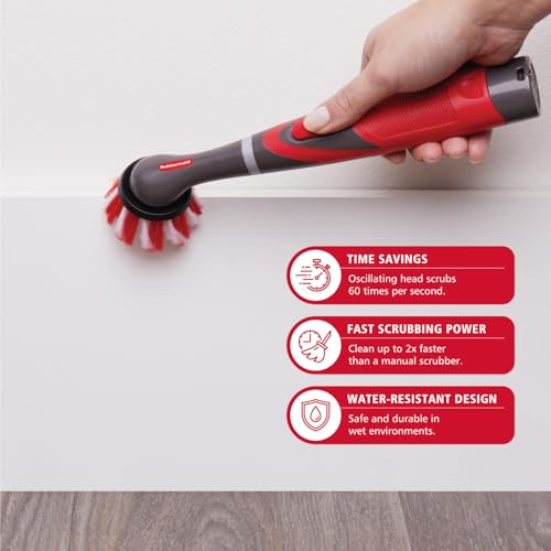 Rubbermaid Reveal Power Scrubber 18-Piece Kit, Cordless Electric Battery Powered Scrub Brush, Water Resistant, for Home/Kitchen/Bathroom/Grout/Tile/Shower/Tub - style: 18-Piece Kit