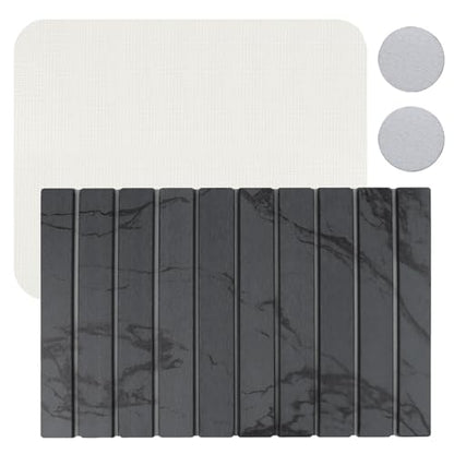 23*16'' Large Diatomaceous Earth Stone Quick Drying Mat For Kitchen Counter Bathroom Foldable and Absorbent Drying Stone Mat Home Pad Fast-Drying Floor Mat Dark Gray