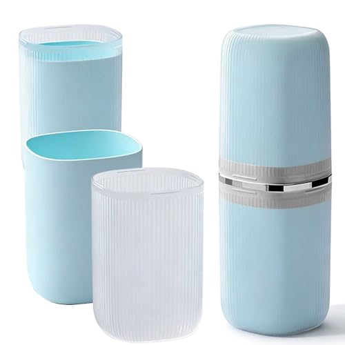 Toothbrush Travel Case Portable Travel Toothbrush Holder, Large Travel Toothbrush Cup for School, Camping, Business Trip, Bathroom, Cruise (Light Blue) - color: Light Blue