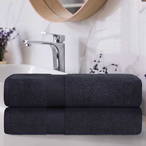 Zero-Twist Towel Collection, Luxurious Cotton Oversized Bath Sheet Towel, 34" x 68", 2-Pieces, Absorbent and Fast-Drying, Solid, Black - color: Black, size: Bath Sheet 2-Pack