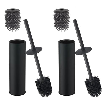 Toilet Brush and Holder,Stainless Steel Toilet Brushes for Bathroom with Holder 2pack Black - color: Matte Black