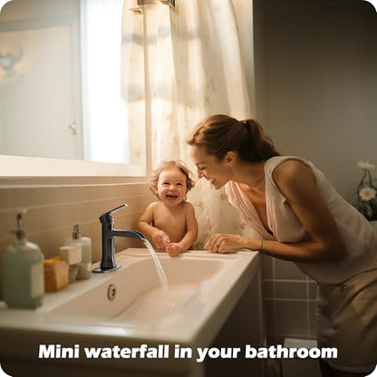 Waterfall Bathroom Sink Faucet Oil Rubbed Bronze, Brass Single Handle Bathroom Faucet 1 Hole or 3 Hole (4 Inch), Modern Bathroom Vanity Faucets with Pop Up Drain & Deck Plate for Rv Farmhouse - color: Oil Rubbed Bronze - Farmhouse