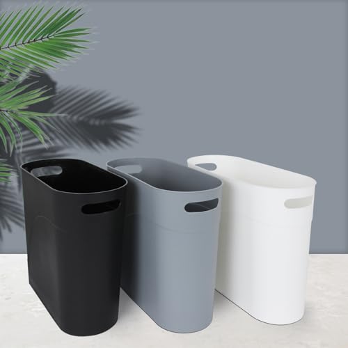 2 Pack 3.2 Gallon Plastic Trash Cans for Bathroom, Small Waste Bins with Handles, Compact Garbage Containers for Narrow Spaces, Recycle Wastebaskets for Office, Kitchen, Bedroom, Living Room (white) - color: white