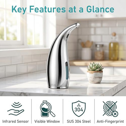 Automatic Soap Dispenser,4 Adjustable Levels Touchless Hand Sanitizer Pump with Infrared Sensor, Countertop Electric Soap Dispenser for Bathroom,Kitchen(TS2012) (Silver-Pink-Blue) - color: Silver Set