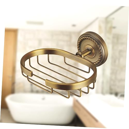 SHOWERORO Wall Mount Soap Holder Vintage Soap Basket Solid Brass Soap Shelf Wall Mounted Soap Holder Bronze Adhesive Soap Dish