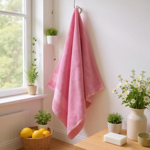 COZYART Bath Towel Set 6 PCS, Pink Luxury 100% Turkish Cotton 650GSM | Soft Absorbent Quick Dry, OEKO‑Tex 100 Cert. Zero Twist Ring Spun Cotton, Plush Fluffy, Breathable Hotel Quality Towels Set - color: Pink