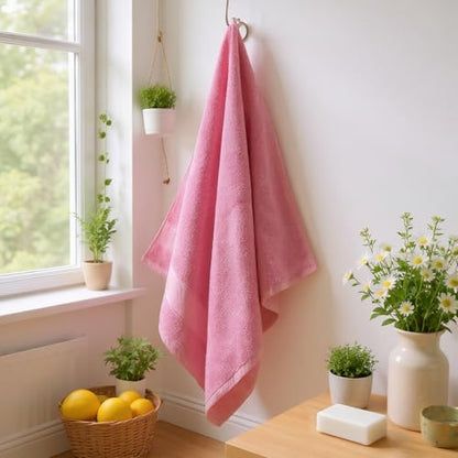 COZYART Bath Towel Set 6 PCS, Pink Luxury 100% Turkish Cotton 650GSM | Soft Absorbent Quick Dry, OEKO‑Tex 100 Cert. Zero Twist Ring Spun Cotton, Plush Fluffy, Breathable Hotel Quality Towels Set - color: Pink