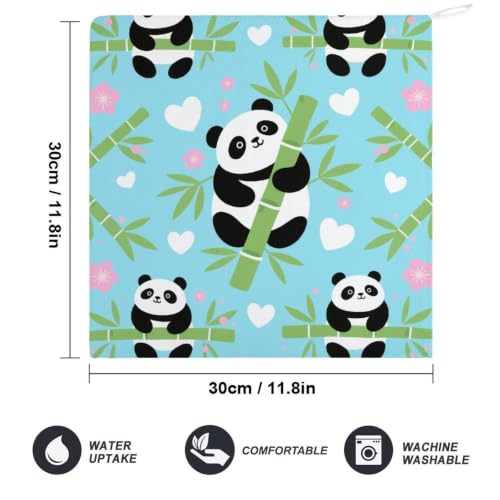 Panda Bamboo, Quick Dry Hand Towel with Hanging Loop for Gym | Absorbent Microfiber Bathroom Towel, Fast Drying Kitchen Towel, Soft Wash Cloth for Pool Bath Shower Fitness Travel, 12 Inch - size: 1PCS