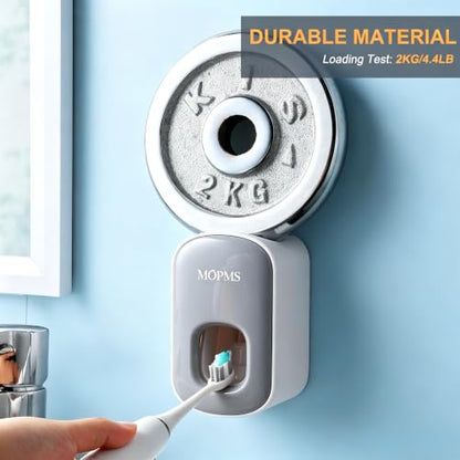 MOPMS Automatic Toothpaste Dispenser Wall Mounted for Kids and Adult 1Pcs | Automatic Toothpaste Squeezer Holder for Bathrooms - color: Light Grey