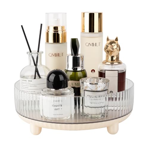360 Rotating Makeup Organizer Perfume Tray Skincare Holder, Small Beige | Spinning Cosmetic Storage Bathroom Countertop Organizer Lazy Susan Turntable for Dresser, Vanity, Kitchen - color: Beige, size: 9"