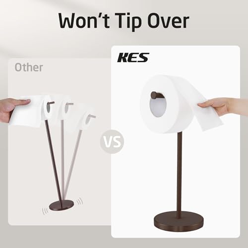 KES Bronze Toilet Paper Holder Stand, Heavy Base, 18/8 Stainless Steel | Freestanding Design, Anti-Slip Padded Base, 1-Minute No-Drill Assembly, Fits All Roll Sizes, Compact 8-Inch Base - color: Bronze, size: 20.2" H