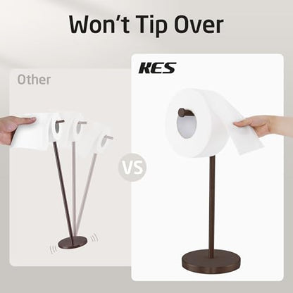 KES Bronze Toilet Paper Holder Stand, Heavy Base, 18/8 Stainless Steel | Freestanding Design, Anti-Slip Padded Base, 1-Minute No-Drill Assembly, Fits All Roll Sizes, Compact 8-Inch Base - color: Bronze, size: 20.2" H