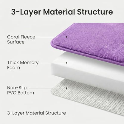Memory Foam Bathroom Rugs Sets 2 Piece - color: Purple