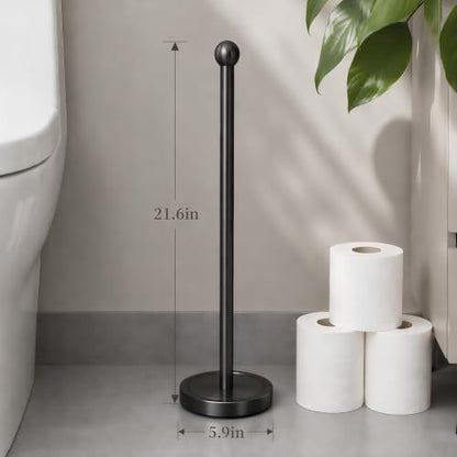 Toilet Paper Holder Stand for Max 5 Paper Rolls, Freestanding TP Holder, Paper Roll Storage for Bathroom, Stainless Steel - Black - color: Black