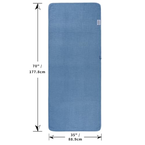 POLYTE 430 GSM Poly Blend Microfiber Waffle Bath Sheet XL Set, 35x70 in | 2 Pack, Oversize, Lint Free, Quick Dry - color: Blue, size: X Large
