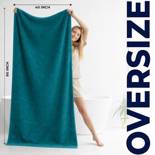 DAN RIVER Pack of 1 Jumbo Bath Sheet 40x80 Inches, Premium Oversized Towels for Adults, Super Soft and Quick Dry - Teal - color: Teal