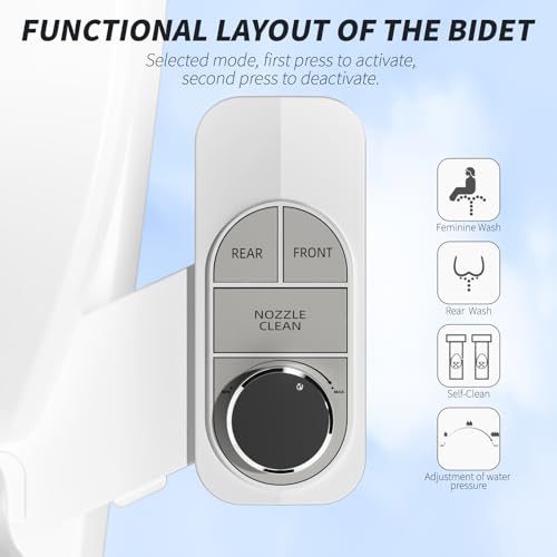 SAMODRA Non-Electric Bidet Attachment for Toilet – Self-Cleaning Dual Nozzle (Frontal & Rear Wash), Adjustable Water Pressure, Fits Most Toilets, Easy Installation (Pebble Gray) - color: Pebble Gray