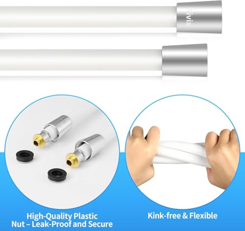 90" PVC Shower Hose Replacement Handheld Kink Free Stainless Steel Shower Head Wand Hose Extension Extra Long with Brass Insert and Nut, Durable & Flexible for Pet Bathing Cleaning - color: White, size: 90 Inches