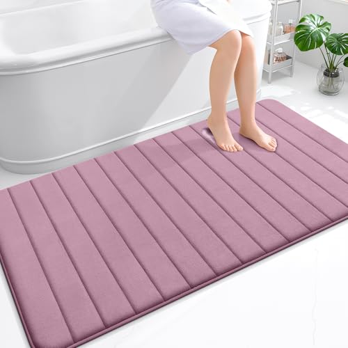 OLANLY Memory Foam Bath Mat 59x35, Super Soft Absorbent Bathroom Rugs, Quick Dry, Machine Washable Shower Floor Rugs, Bathmat Carpet, Bathroom Home Decor Accessories, Deep Plum - color: Deep Plum, size: 59" X 35"
