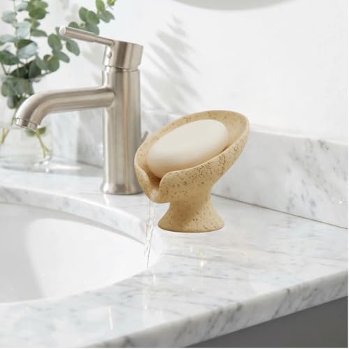Bar Soap Holder, Soap Dish for Shower, Self Draining Soap Dish,Travertine Style Soap Holder, Used for Sinks, Bathrooms, Showers,Kitchens (Light Khaki Limestone) - color: Light Khaki Limestone