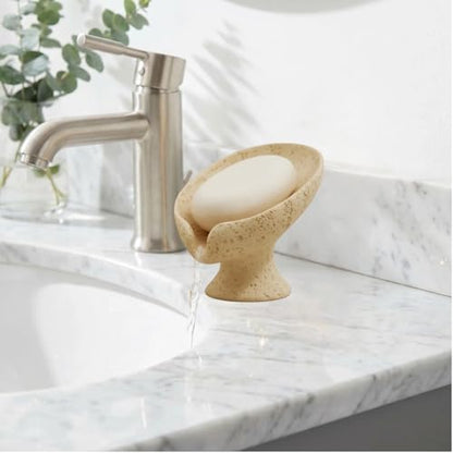 Bar Soap Holder, Soap Dish for Shower, Self Draining Soap Dish,Travertine Style Soap Holder, Used for Sinks, Bathrooms, Showers,Kitchens (Light Khaki Limestone) - color: Light Khaki Limestone
