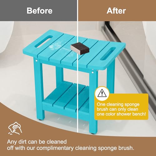 HIPS Shower Benches for Inside Shower, Shower Stool with Space-Efficient Storage Shelf, Waterproof Shower Chair Seat for Spa Bathroom(Sky Blue) - color: Sky Blue