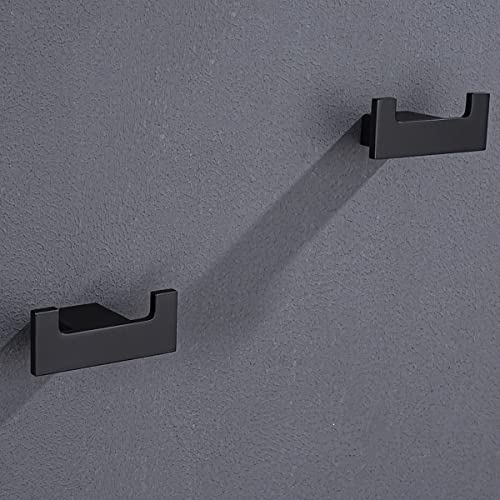 RANDOM Black Double Towel Hook SUS304 Stainless Steel Towel Hooks for Bathroom Wall Mounted Coat Hooks Heavy Duty Wall Hook Square Hand Towel Holder Matte Black Robe Hook.96009-8MB-2 - color: Double Hooks-Matte Black