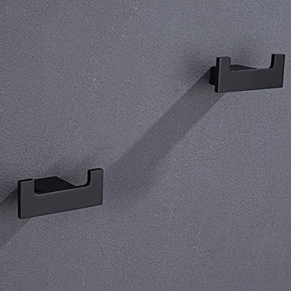 RANDOM Black Double Towel Hook SUS304 Stainless Steel Towel Hooks for Bathroom Wall Mounted Coat Hooks Heavy Duty Wall Hook Square Hand Towel Holder Matte Black Robe Hook.96009-8MB-2 - color: Double Hooks-Matte Black