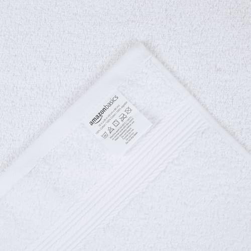 Amazon Basics 100% Cotton Hand Towels, Fade-Resistant, Soft and Absorbent, 16 x 26 inches, White, 6-Pack - color: White, size: Hand Towel (Pack of 6), style: Classic