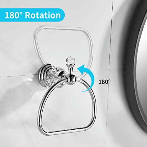 WOLIBEER Towel Ring,Crystal Hand Towel Holder,Round Towel Ring for Bathroom Wall Mounted Towel Hanger Bling Bathroom Accessories - size: Half-Round