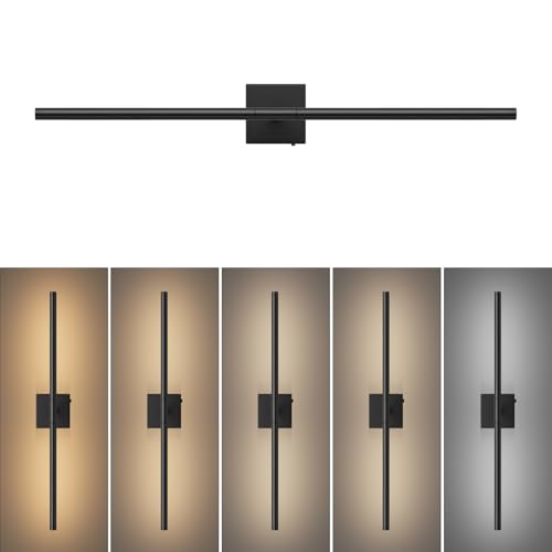 Tipace Hard-Wired LED Black Vanity Light Fixtures for Bathroom Over Mirror 39.4 inch LED Bath Sconces Hardwired 5CCT Adjustable Morden Picture Lights for Paintings - size: 39.4 IN-5CCT