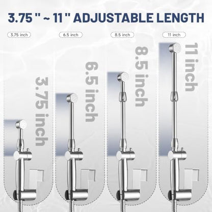 Chrome Handheld Bidet Sprayer Attachment for Toilet, Brass | Adjustable Length Spray Heads, with Bidet Hose, Cloth Diaper Sprayer Bidets for Attachment Toilet, Wall or Toilet Mount