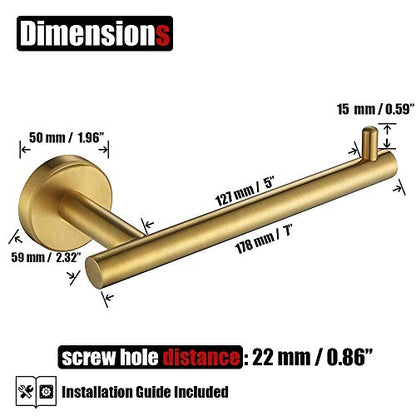 JQK Gold Toilet Paper Holder, 5 Inch Tissue Paper Dispenser, 304 Stainless Steel Thick 0.8mm Wall Mount, Brushed Brass, TPH100-BG - color: Gold, size: Bar