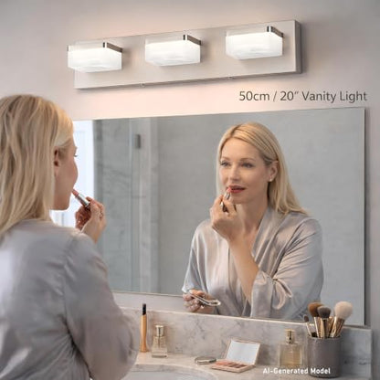 Brushed Nickel Vanity Lights for Bathroom - 3 Light Vanity Light Fixture - Dimmable LED Wall Sconces - Daylight 5500K - Elegant Bath Light Fixtures for Over Mirror - size: 3-Light,20Inch