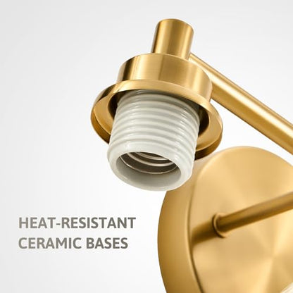 VONLUCE 2 Light Bathroom Vanity Light Fixtures, Gold Finish | Globe Glass Shades, E26 Sockets, Easy to install, Vanity Lights for Bedroom Hallway Living Room - color: Gold, size: 2-Light