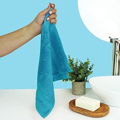 Chakir Turkish Linens Personalized 3 Piece Towel Set, 100% Cotton Luxury Turkish Towels for Bathroom, Soft Absorbent Towel Set with Bath Towel Hand Towel and Washcloth, Aqua - color: Aqua