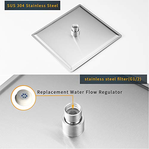 8 Inch Rainfall Shower Head, SUS304 Stainless Steel Brushed Nickel | Square Rain Bathroom Showerhead, High Flow, Large Stainless Steel, Ceiling Mounted, Wall Mounted, Waterfall Full Body - color: Brushed Nickel, size: 8 Inch
