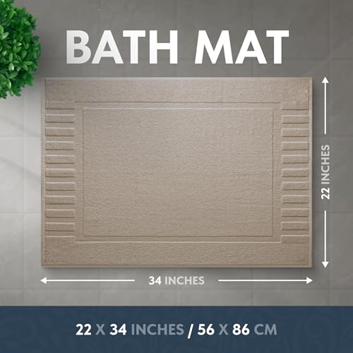 White Classic Luxury Bath Mat Floor Towel Set - Absorbent Cotton Hotel Spa Shower/Bathtub Mats [Not a Bathroom Rug] 22"x34" | 2 Pack | Taupe - color: 09: Taupe