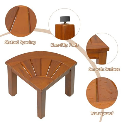 Teak Shower Bench for Shaving Legs & Washing Feet, 12" Shower Foot Rest, Solid Teak Corner Shower Stool Waterproof for Inside Shower, Seat for Bathroom Use