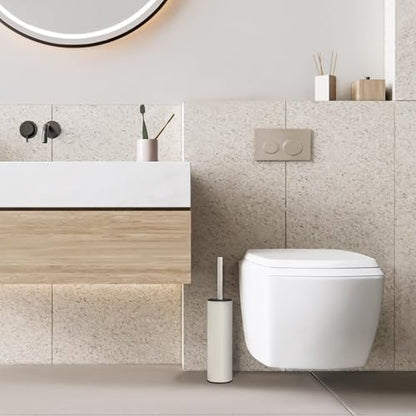 BGL White Toilet Brush and Holder,Stainless Steel Toilet Brushes for Bathroom with Holder - color: White