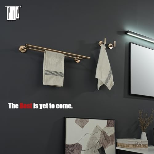 JQK Double Towel Bar Champagne Bronze, 19 Inch 304 Stainless Steel Thicken 0.8mm Towel Rack Bathroom, Towel Holder Wall Mount, Useable Length 16 Inch, TB100L16-CB - color: Champagne Bronze, size: 19 Inch