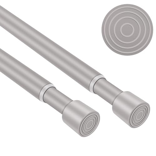 Shower Curtain Rod, No Drill Spring Tension Curtain Rods for Windows, Bathroom, Closet, Non-Slip, Anti-Rust, 0.63" Diameter - color: Silver grey, size: 16"-54" 2pcs