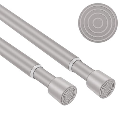 Shower Curtain Rod, No Drill Spring Tension Curtain Rods for Windows, Bathroom, Closet, Non-Slip, Anti-Rust, 0.63" Diameter - color: Silver grey, size: 16"-54" 2pcs