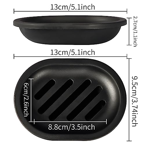 Topsky Soap Dish for Shower, 4pcs Dishes with Drip Tray, Bar Holder with Drain for Kitchen Sink, Keeps Soap Dry, Black - color: Black 4pcs