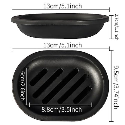 Topsky Soap Dish for Shower, 4pcs Dishes with Drip Tray, Bar Holder with Drain for Kitchen Sink, Keeps Soap Dry, Black - color: Black 4pcs