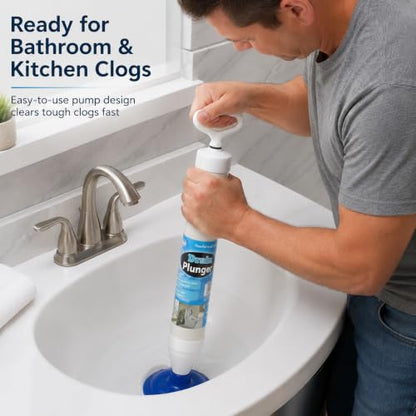 Dependable Industries inc. Essentials High Pressure Pump Plunger & Drain Clog Remover for Toilet Sink Tub Shower, 2 Heads
