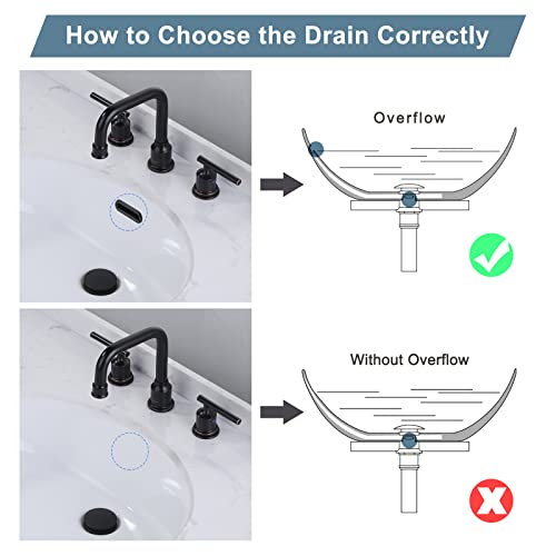 WOWOW Bathroom Pop Up Drain Stopper - Oil Rubbed Bronze Vessel Sink Drain With Overflow for Bathroom and RV - color: Oil Rubbed Bronze, style: Style A: pop up drain
